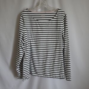 Boden Black & White Striped Long Sleeve Tee